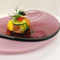 「奥多摩ヤマメのマリネとリエット キャビアとマスの卵添え スダチの香り」