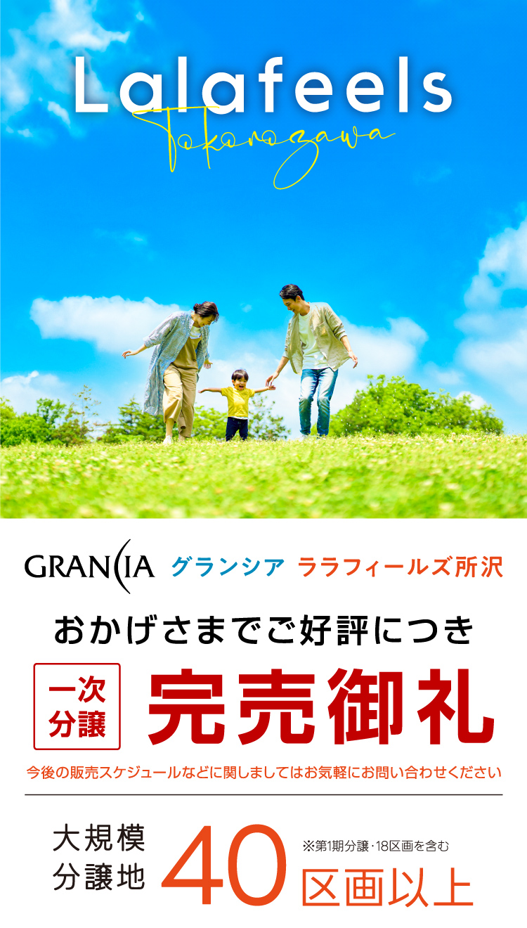 土地面積全区画36坪超 大規模分譲地40区画以上